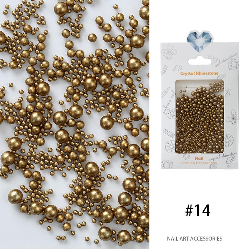 Pearl Nail Art Highlight Pearl 1.5Mm-4Mm Round Pearl Mixed Japanese Matte Gold Matte Silver Jewelry