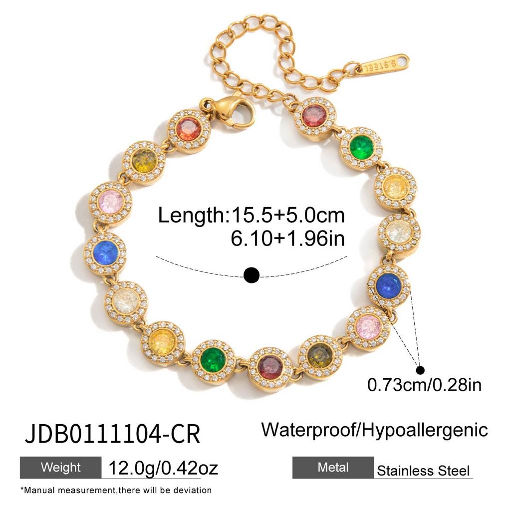 Youthway Luxury Geometric Zircon Bracelet For Women Delicate 18K Gold PVD Plated Stainless Steel Bracelet Fashion Jewelry Gift