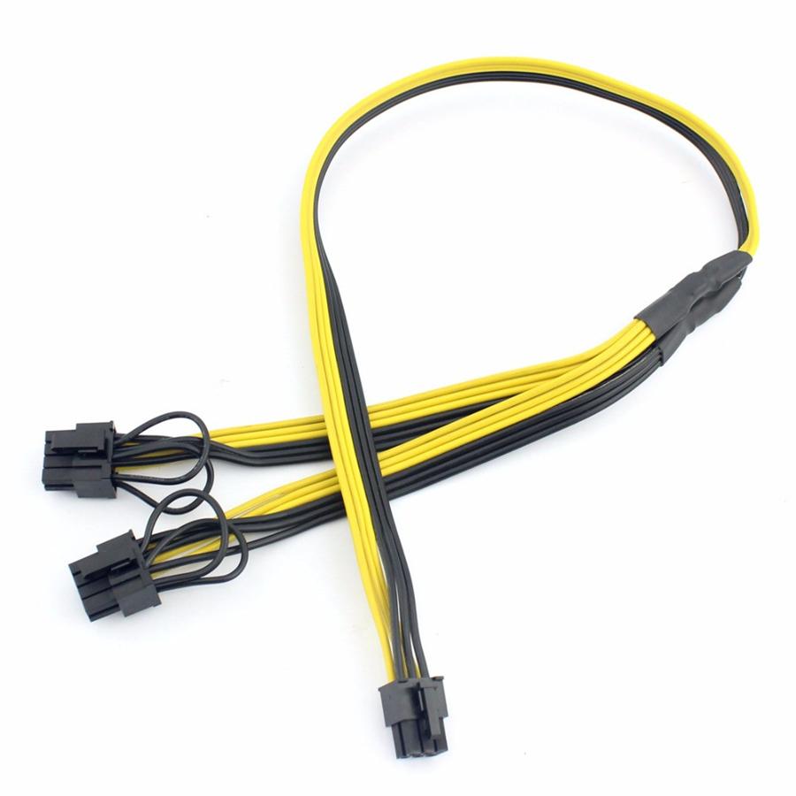 PCI-E PCI Express 6Pin to Dual 2-Port 8Pin 6+2Pin Adapter GPU Video Card Power Cable Module Wire 18AWG 50cm+20cm Splitter Miner