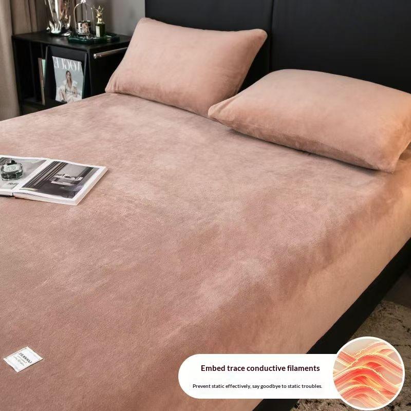 Hřejivé Zimní Sametové Fleecové Prostěradlo s Gumičkou Elastický Potah Matrace Pár 2místná Postel Povlečení Luxusní Dvojlůžkové Prostěradlo 160x200