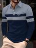 Stylish long-sleeve striped polo shirt, casual and versatile for daily wear.