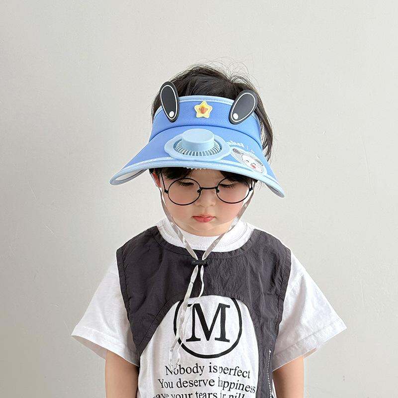 Kapelusz dziecięcy z wentylatorem Kapelusz przeciwsłoneczny z pustym wierzchem Kapelusz chroniący przed słońcem Chłopcy i dziewczynki Nowy letni kapelusz przeciwsłoneczny na zewnątrz