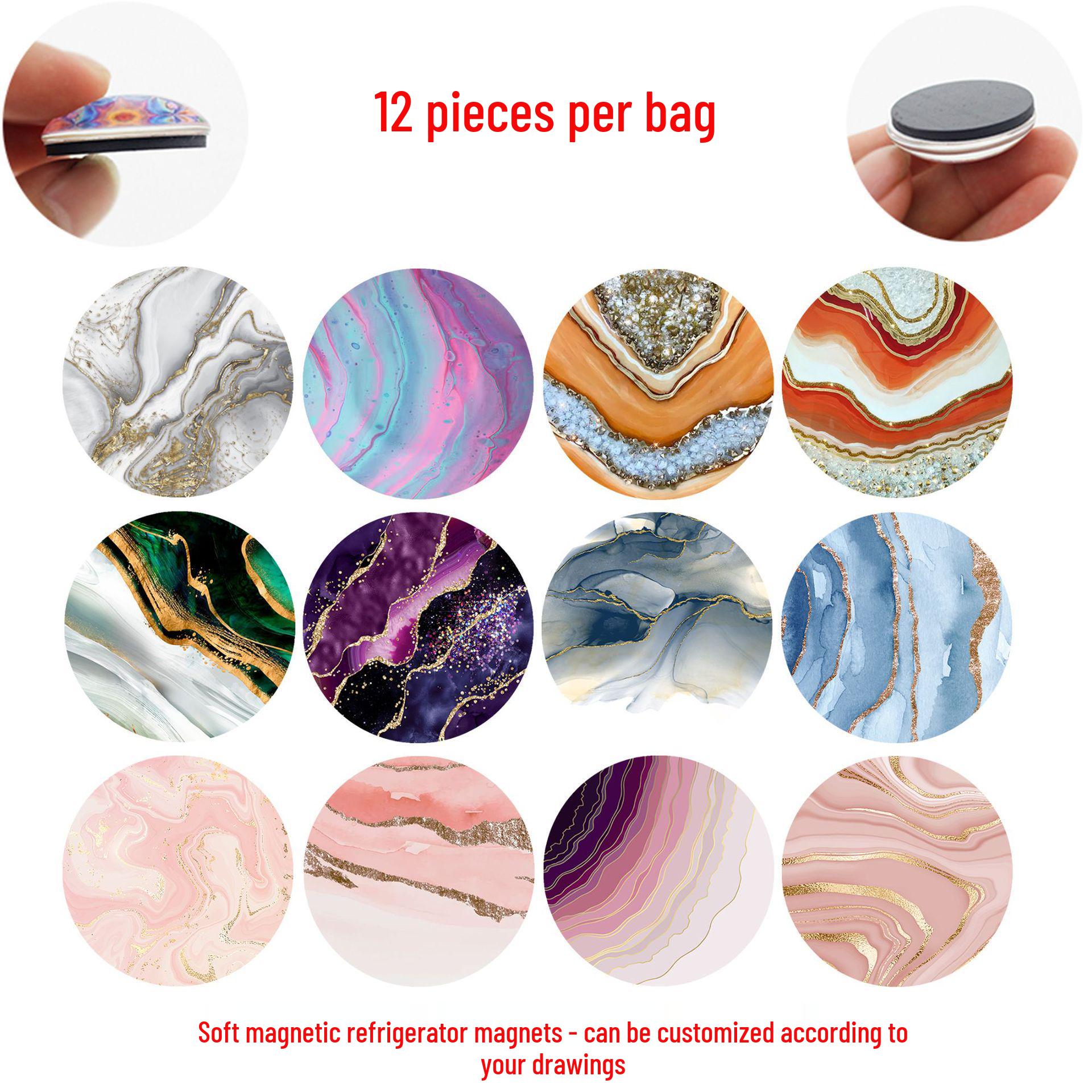 

Gold Marble Glass Gem Magnet with Cross Gradient Design 25 mm Refrigerator Magnet Set of 12 (JQT488)