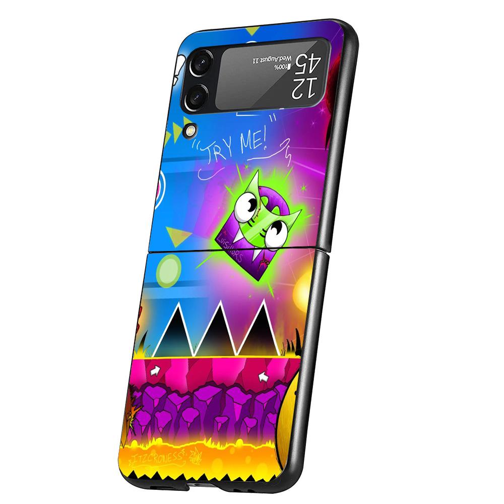 

Geometry Dash Game Cover Phone Case For Samsung Galaxy Z Flip 7 6 5 4 3 5G Flip7 Flip6 Flip5 Flip4 Flip3 Black Fundas Shell Gala Samsung Z Flip 4