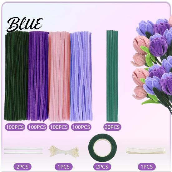 Assorted Pipe Cleaners Shaping Flowers Bouquets DIY for Crafts Pack Set Kit Flexible Making Accessories