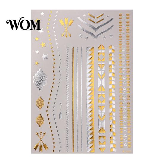 Decorative Body Art Decals Golden Silver-color Metallic Tattoo Sticker for Women Girls, Temporary Hypoallergenic Stickers Face Arm Decoration,
