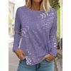 Damen Mode Floral bedrucktes T-Shirt Feiertag Wochenende 3D Langarm Rundhals Oberteil