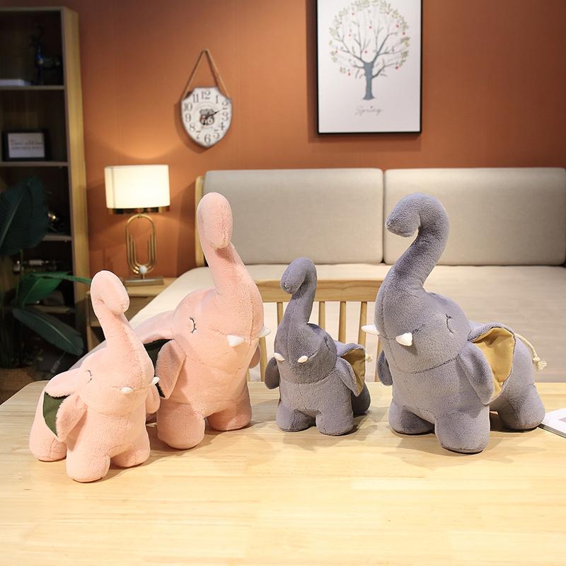 28cm/11.02in Elephant Plush Toy Doll Pink and Gray Happy Elephant for Kids&Girlfriend Holiday Birthday Xmas Gifts Home Decor
