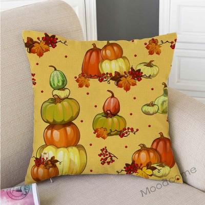 Gold Autumn Fall Pumpkin Harvest Art Thanksgiving Day Decoration Throw Pillow Car Pillow Case Cotton Linen Sofa Cushion Covers