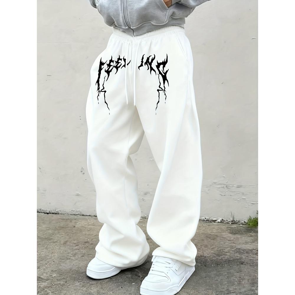 

Black Wide Leg Pants Paired with White Flame Print, Loose Street Style, Bold Design Suitable for Urban Style Idols from All Over the World XXL