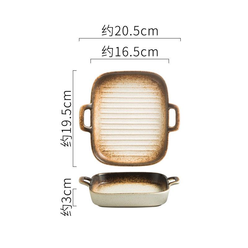 Keramik Doppelohr Gestreifte Backplatte Retro Sushi Sashimi Platte Dessertteller Salatteller Restaurant Spezialgeschirr