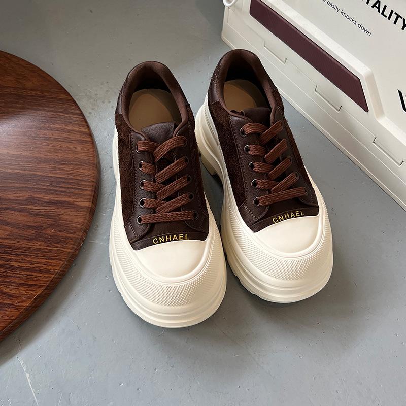 The First Layer of Cowhide Foam Sole Little White Shoes Women's 2025 Autumn New Thick Baseplate Shoes Wula Pigskin Insoles Women's Shoes