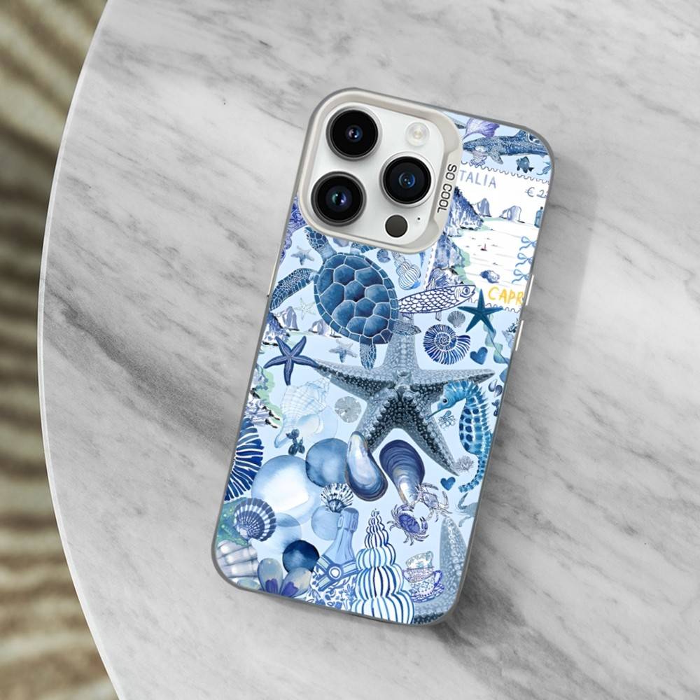 Sea Ocean Shark Art Phone Case For iPhone 13,15,14,16,12,11,Mini,MAXXS,Pro,SE, White Matte Shockproof Cover