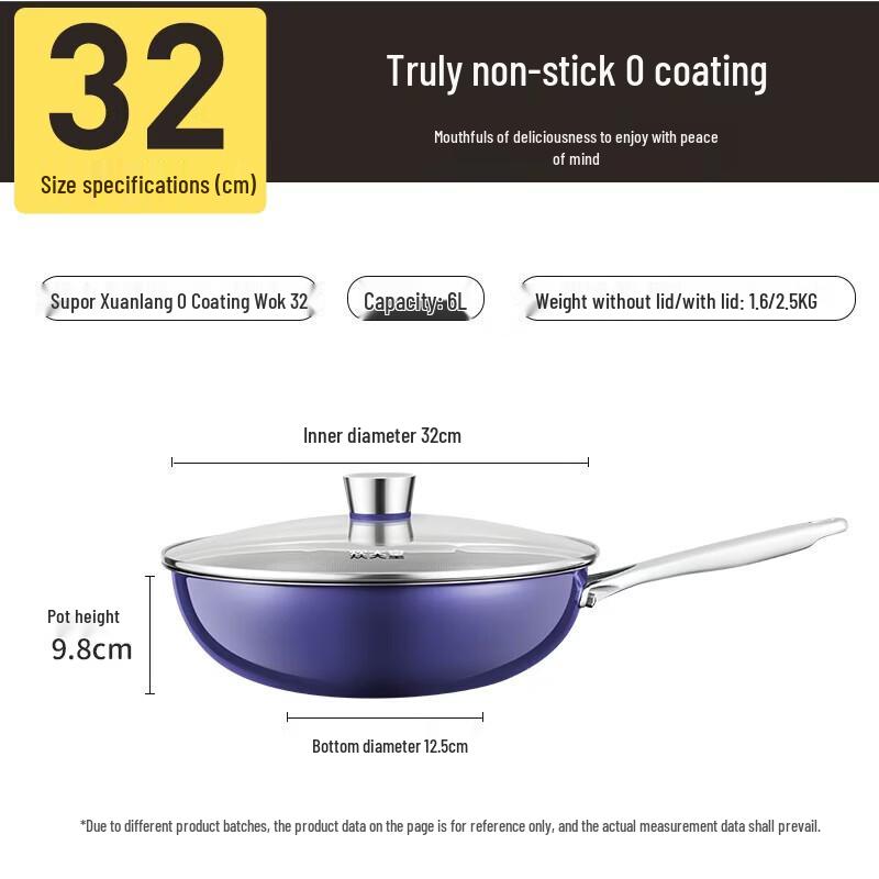 COOKER KING 32cm Titanium Non-stick Flat-Bottom Wok