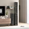 Set of 2 CD Media Display Shelf Unit Tower Rack with Adjustable Shelves, High Gloss Black