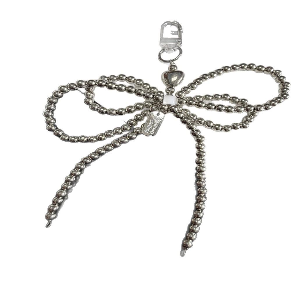 Beaded Bow Pendant for Phone Lanyards, Earphones, Keychains, and Cameras