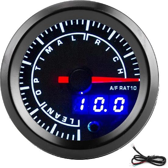 Acouto Air/Fuel Ratio Gauge - 2.5in 12V AFR Gauge with High Accuracy and Adjustable Warning Setting for Car