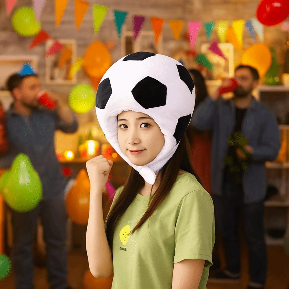 Soft Cartoon Headgear Cap Funny Plush Headgear Photography Props Football Headgear  Halloween