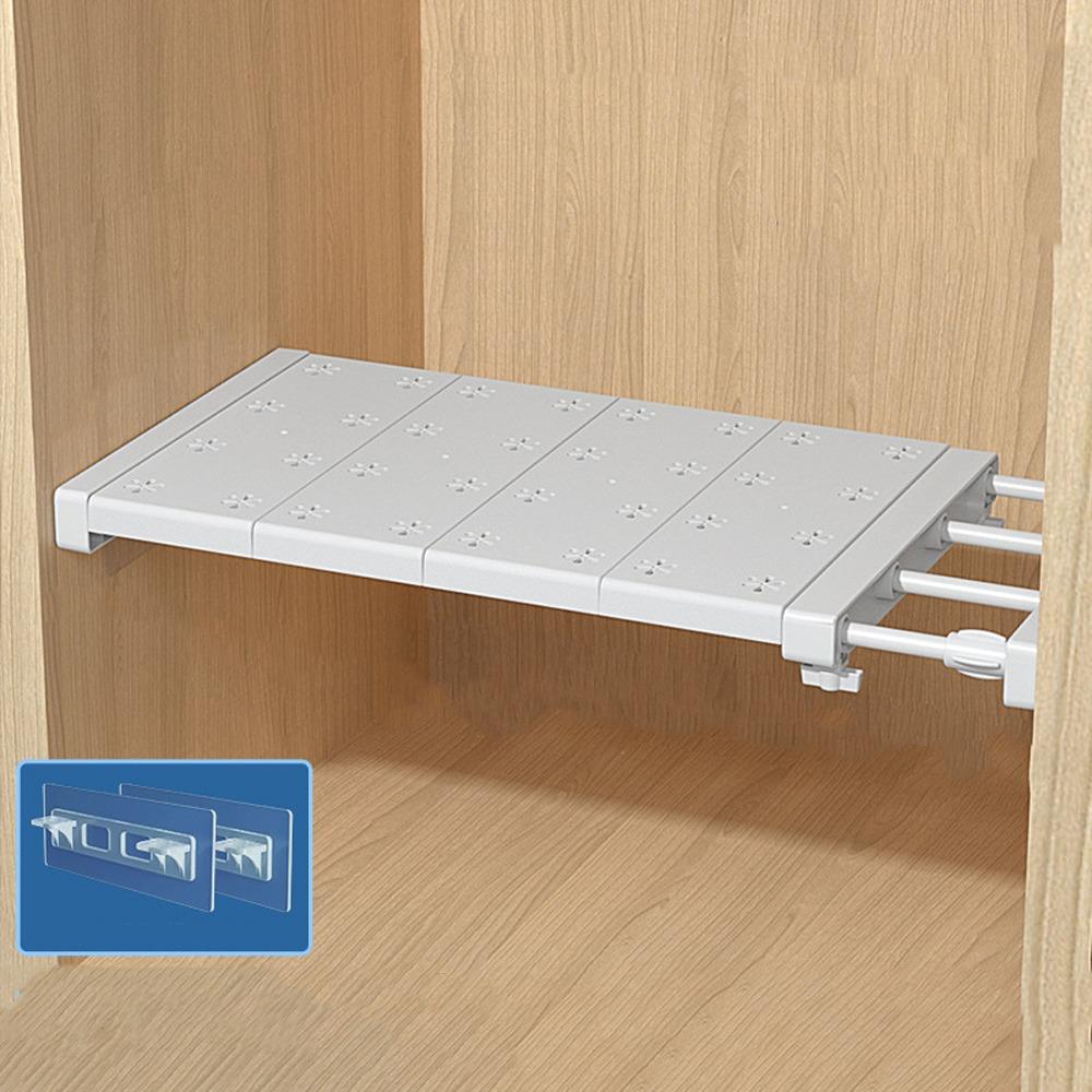 Wall Mounted Retractable Layers Board Punch-free Closet Dividers Wardrobe Storage Shelf  Bedroom