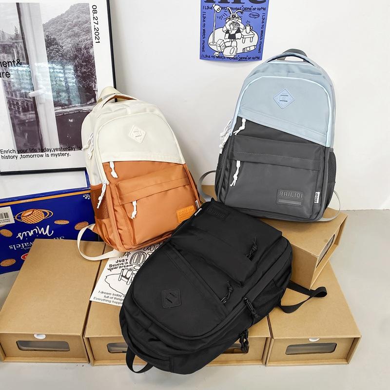 Large Capacity Color Matching Backpack 2025 New College Student High School Student Computer Backpack Korean Version Fashion Couple Schoolbag