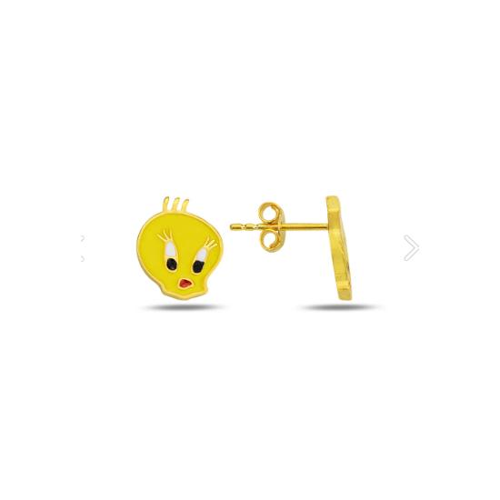 

Срібні позолочені дитячі сережки Chick
