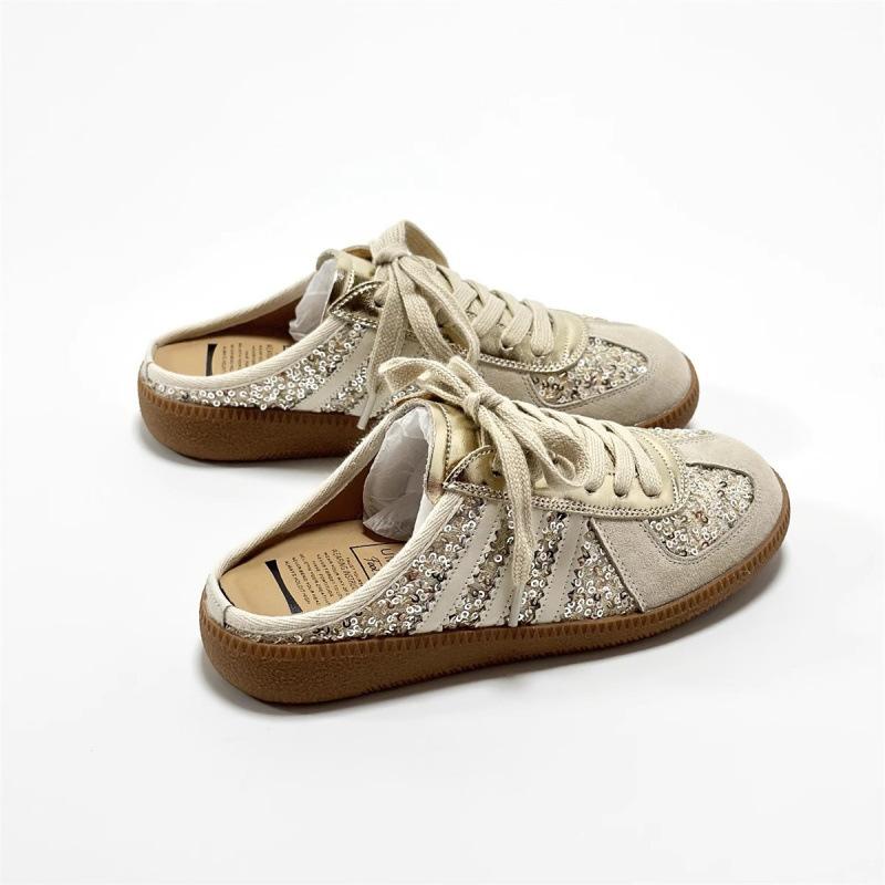 

Корейская версия показывает маленькие ножки, ретро 3542 сумка на голову, полушлепанцы, женская летняя обувь, женские пайетки, одна нога, крутые шлепанцы, ленивая обувь 42 золотой