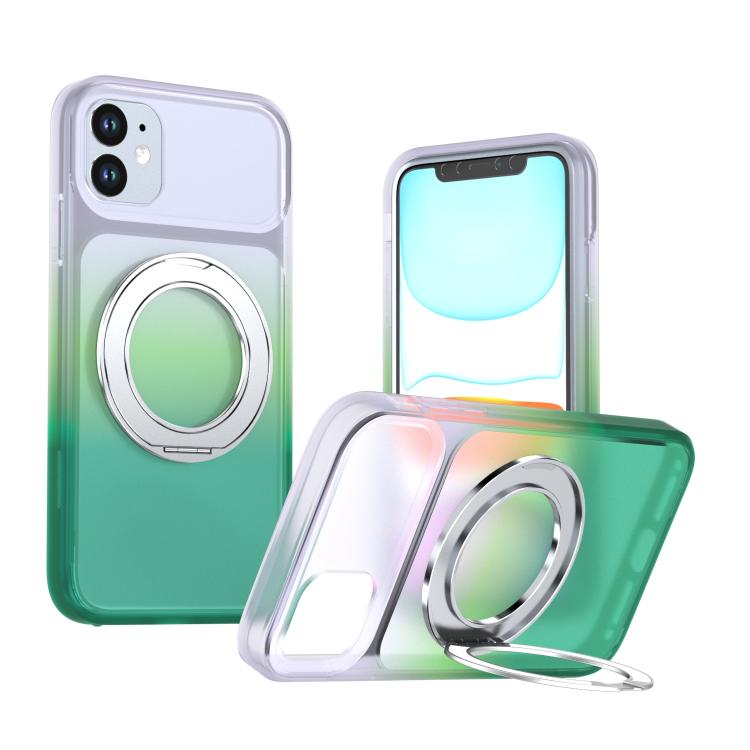 Phantom Skin Feel Gradient PC+TPU Phone Case With 360° Rotating Metal Holder, Magnetic Wireless Charging Shockproof Protective Cover