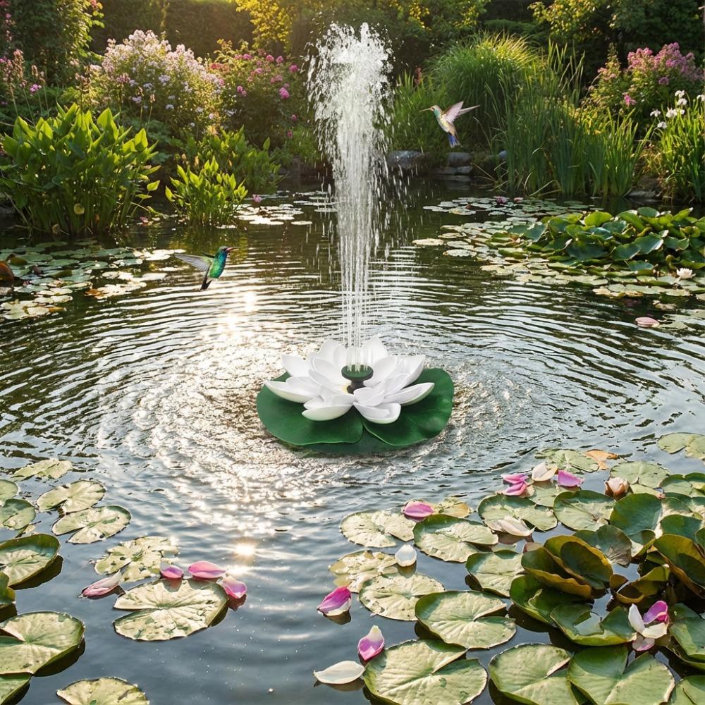 Solar-Wasserspiel, Schwimmende Mini-Lotus-Wasserpumpe/Teichpumpe, Perfekte DIY-Teichdekoration DIY-Vogelbad, 1,2W Wasserfallbrunnen