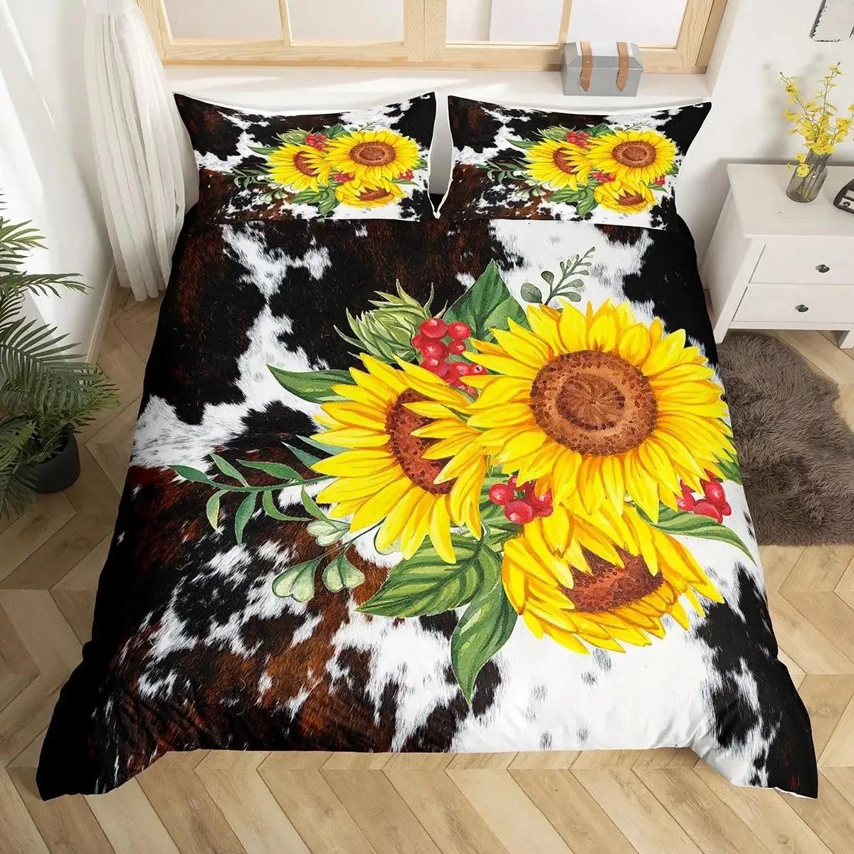 

Комплект підодіяльника «Соняшник» Комплект постільної білизни для дітей «Квітучі соняшники» з принтом «Поле» Сучасний ковдр із мікрофібри з картиною маслом 70x133cm 2pcs