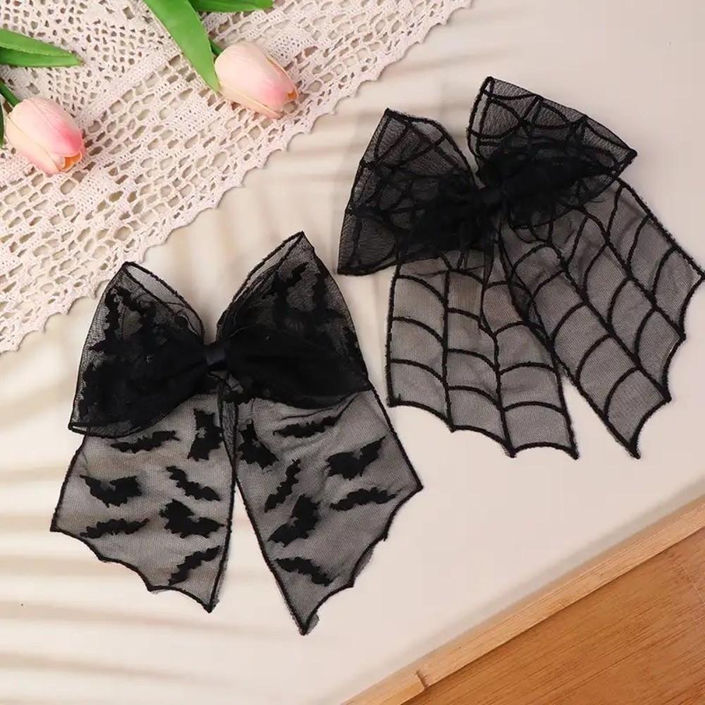 Spring Clip Spider Web Hair Clip Star Halloween Hairpin Creative Bat Head Veil  Wedding