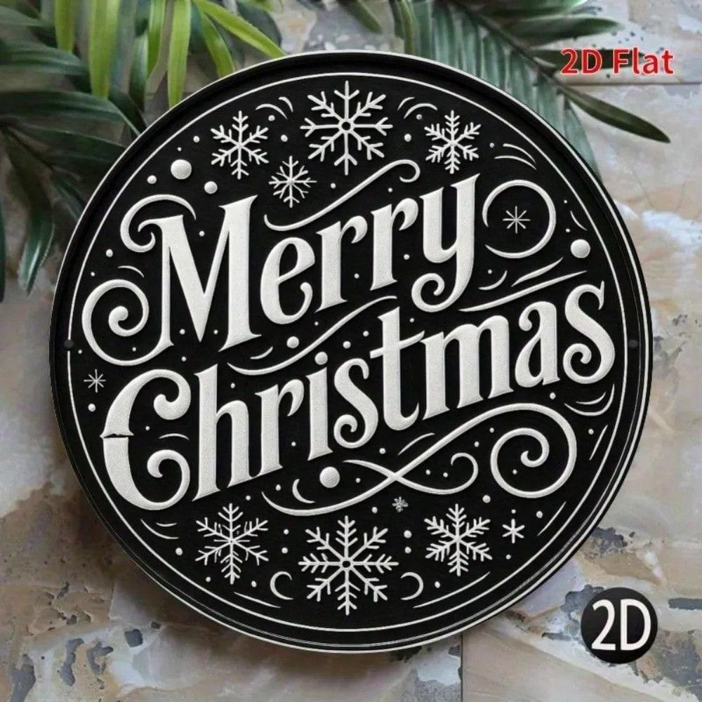 Vintage Merry Christmas Metal Sign Snowflake Tin Plaque Home Wall Decor Rustic Holiday Gift