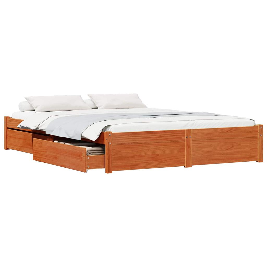 Bed Frame Wax Brown 120 x 200 cm Solid Pine Wood