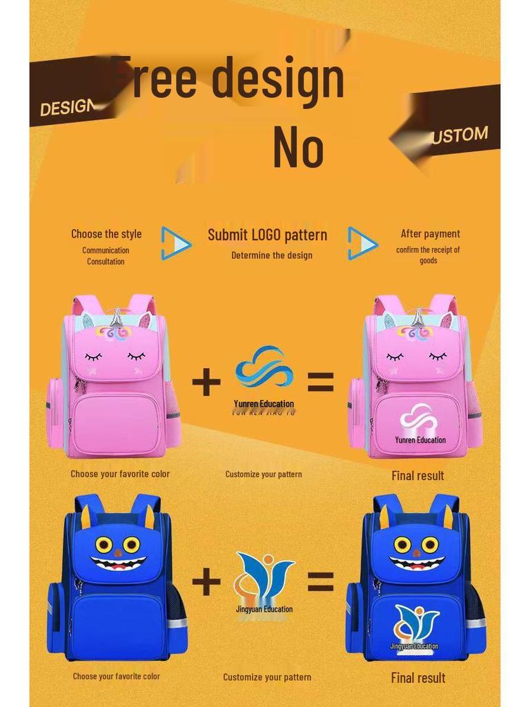 Cute Cartoon Backpack for 1-6 Grade Students - Large Capacity, Lightweight, Double Shoulder Schoolbag