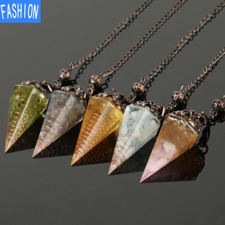 Dream Will Focus Yoga Pendant Natural Stone Cone Healing Necklace