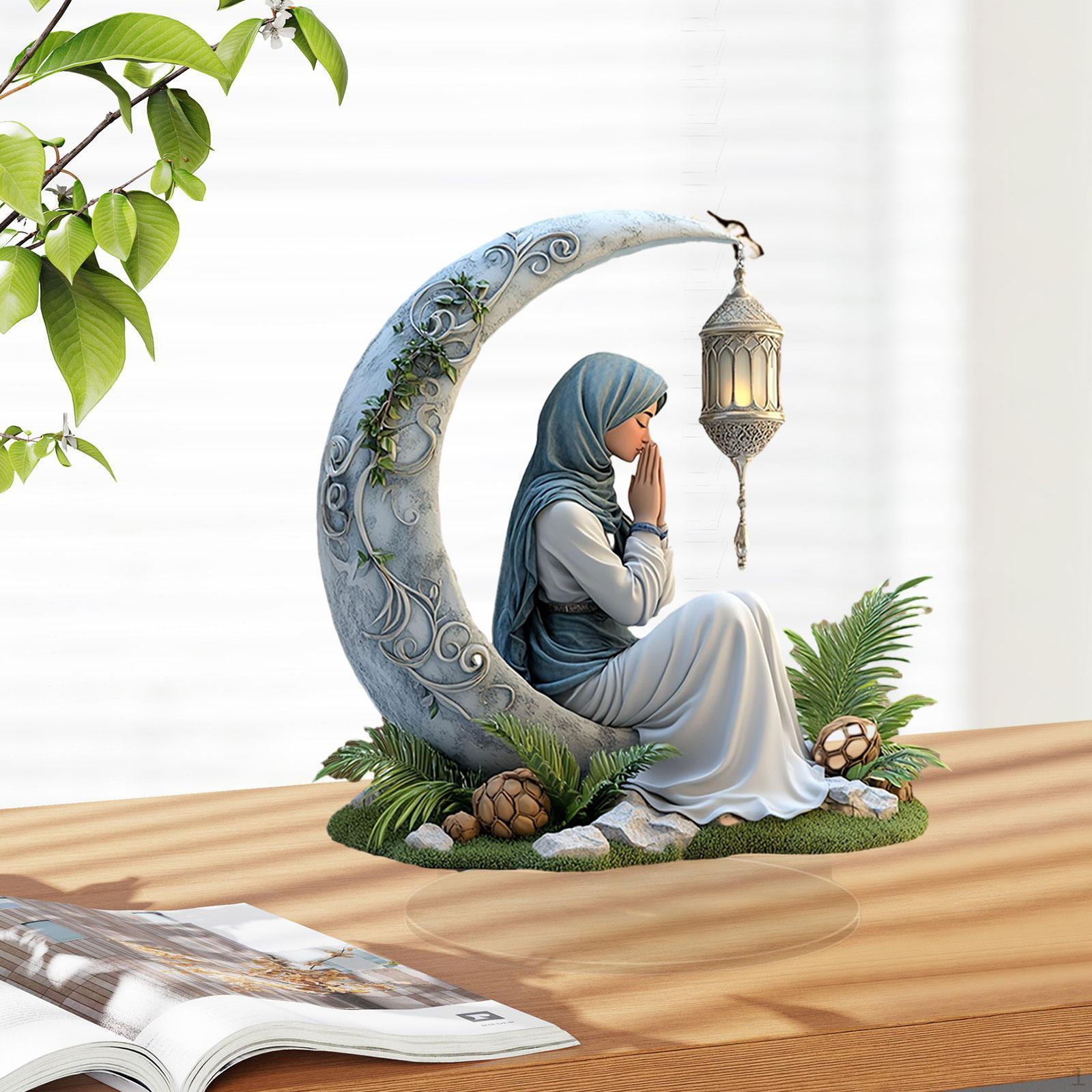 

2D Плоская Луна Настольный Орнамент Дисплей Искусство Акрил Коллекционный Декоративный Настольный Декор Ремесло для