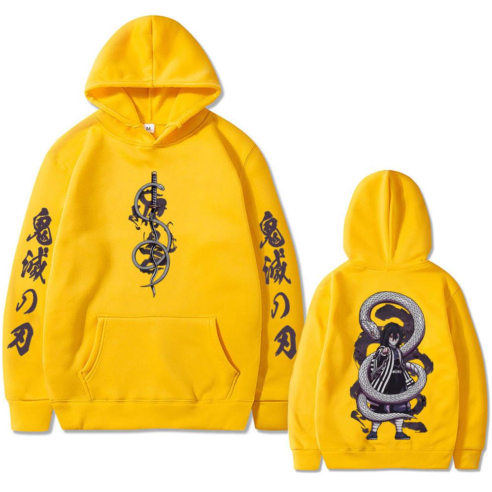 Anime Demon Slayer Serpent Hashira Iguro Obanai Hoodie Men Women Clothing Oversized Hoodies Man Vintage Hooded Tracksuit
