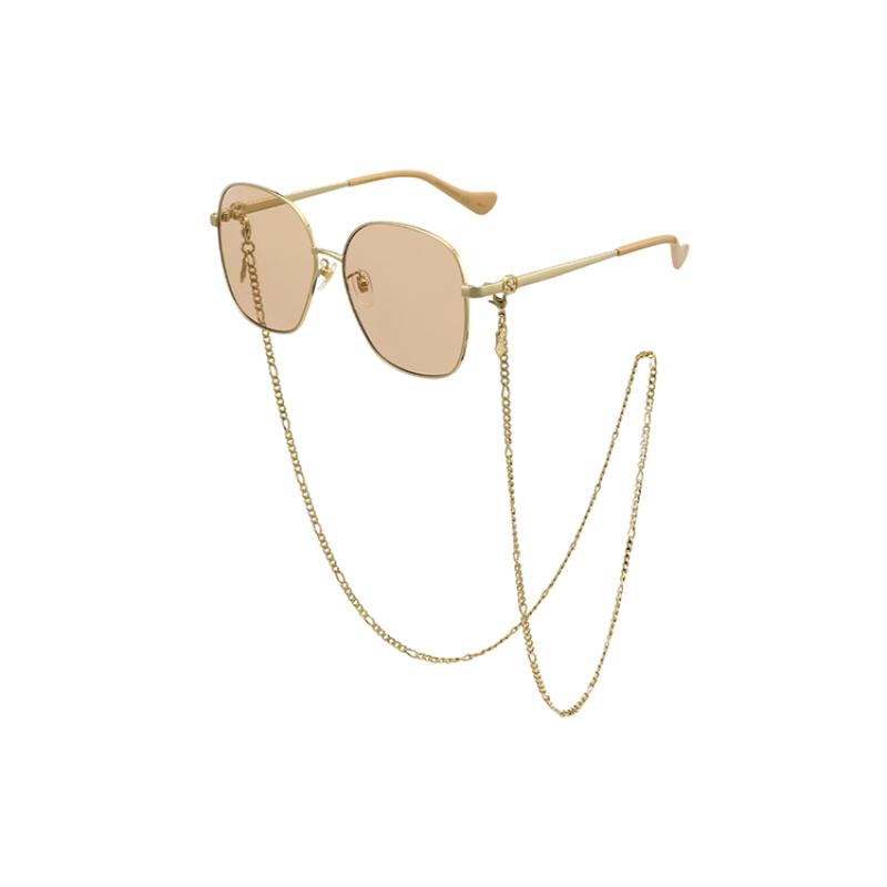 GUCCI Pink Lenses Metal Chain Clause Frames Delicate Women's Sunglasses