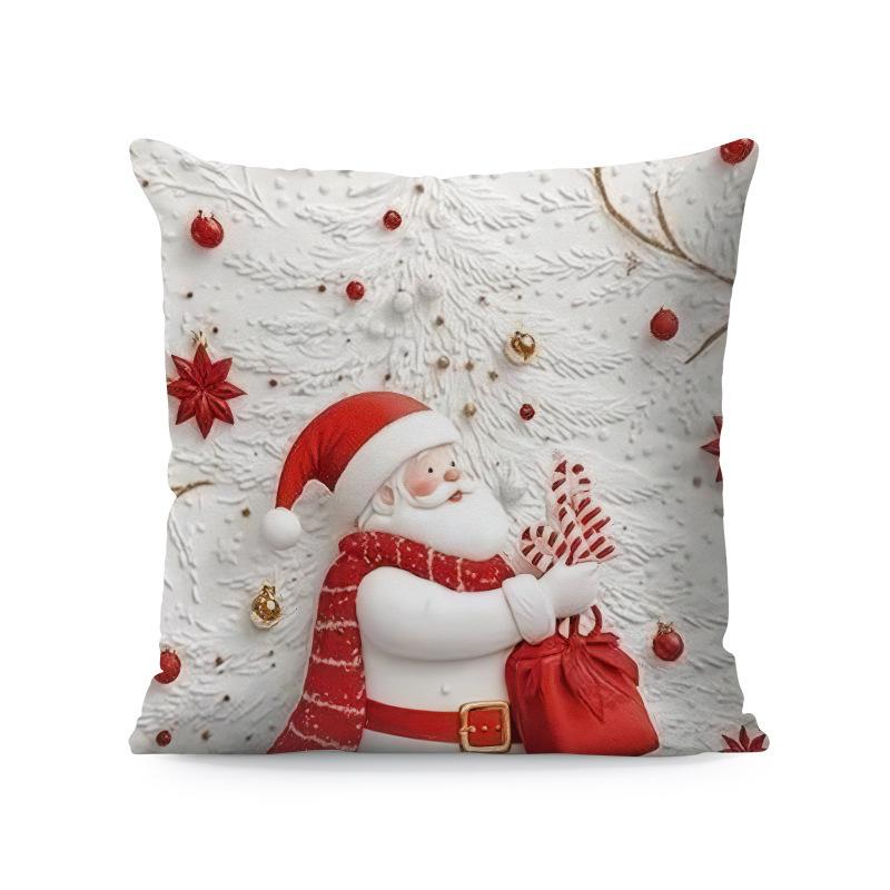 Hot Sale Blue Snowman & Santa Christmas Pillowcase - Festive Sofa Cushion Cover