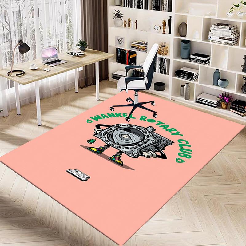 1pc Wankel Rotary Club Home Office, Durable Polyester Floor Mat with Easy, Office Decor, Urban Style, Nonslip Backing