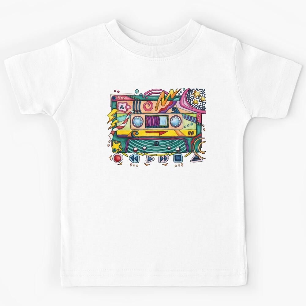 Colorful mixtape art, 80s retro cassette tape Kids T-Shirt 110