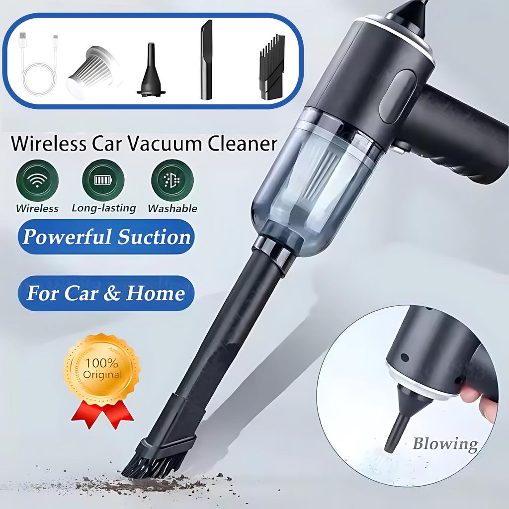 2-in-1 Cordless Car Vacuum, Portable Handheld Blower & Vac, Mini Home Auto Cleaner