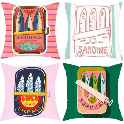Cartoon S-Sardine C-Dose niedliche Kissenhülle Bequeme Wendekissenhülle Ideal für Auto Sofa Schlafzimmer & darüber hinaus