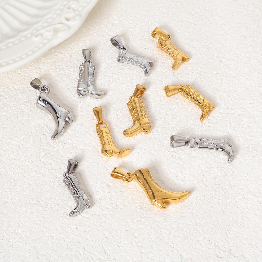Jewelry 316L Stainless Steel 18K Gold Boots Pendants Women's Boots Shoe DIY Necklace Bracelet Bag Pendant Accessories