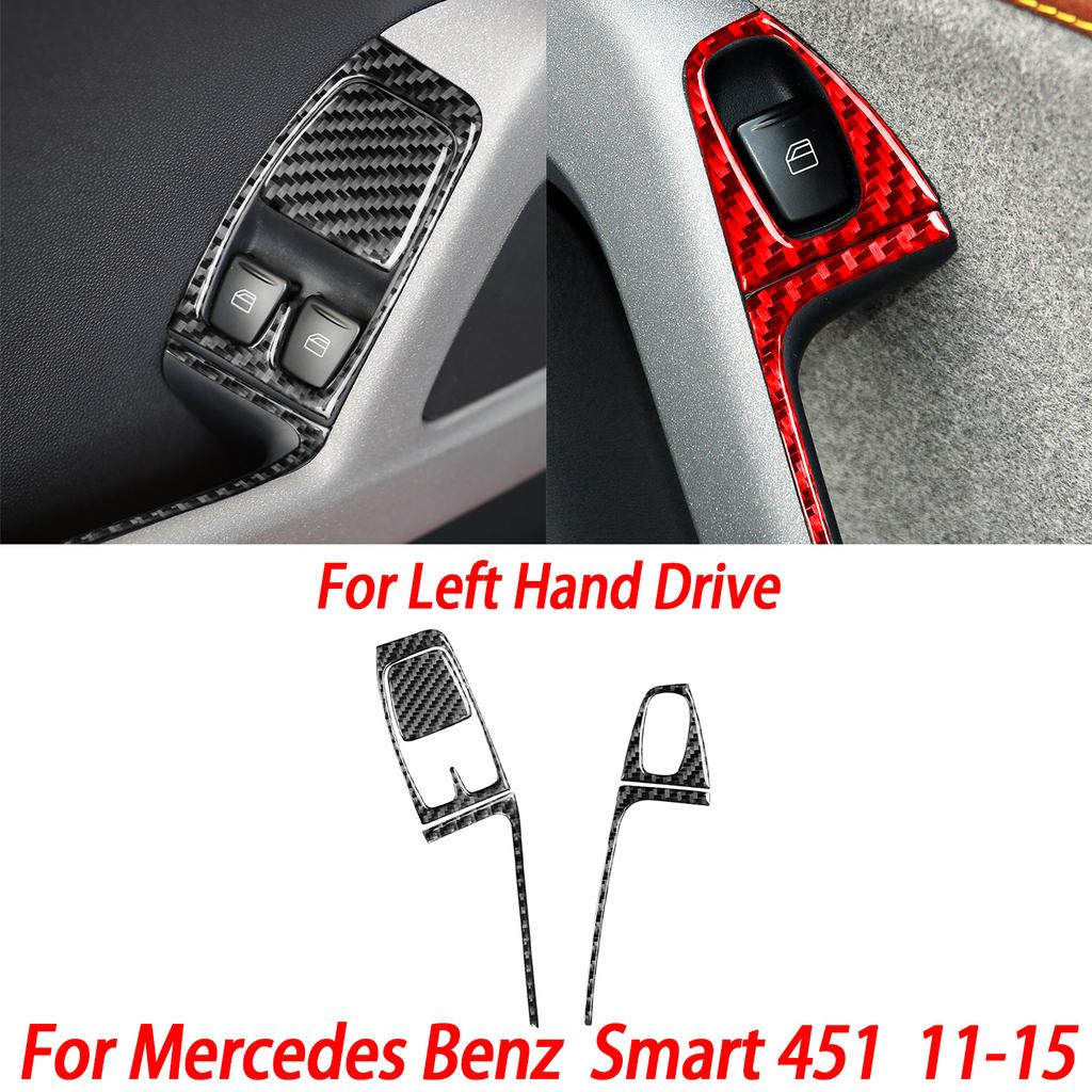 For Benz Smart W451 Fortwo 2011-2015 Carbon Fiber Copilot Storage Box Handle Center CD Gear Shift Panel Interior Trim Sticker