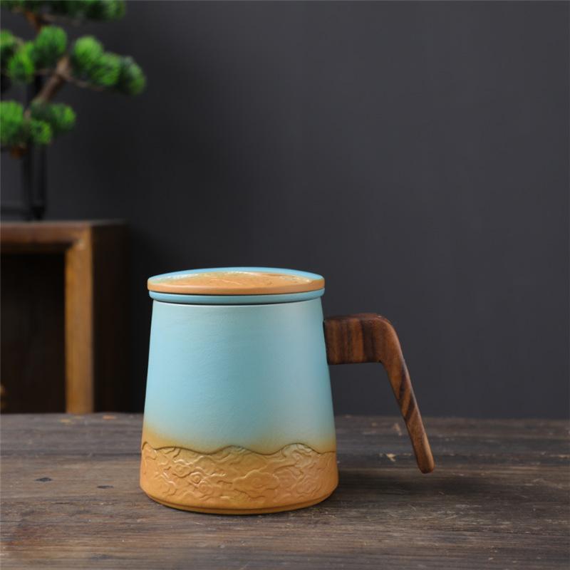 Business Gifts Ceramic With Lid And Filter Office Tea Cup With Hand Gift Tea Separation Gift Box