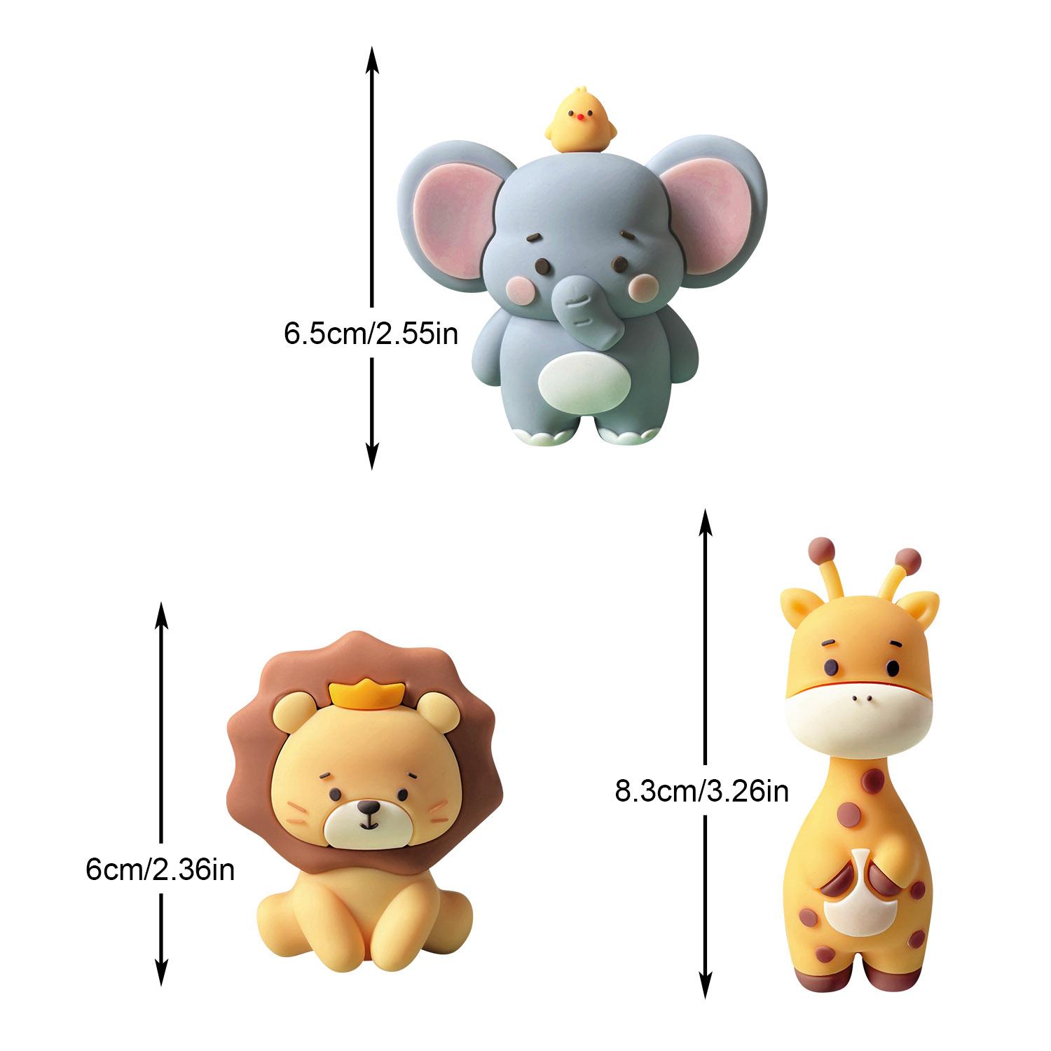 3pcs Safari Cake Topper Wild Animals-Lion Elephant Giraffe Cake Jungle Animals Wild One Cake Topper Birthday Party Decoration
