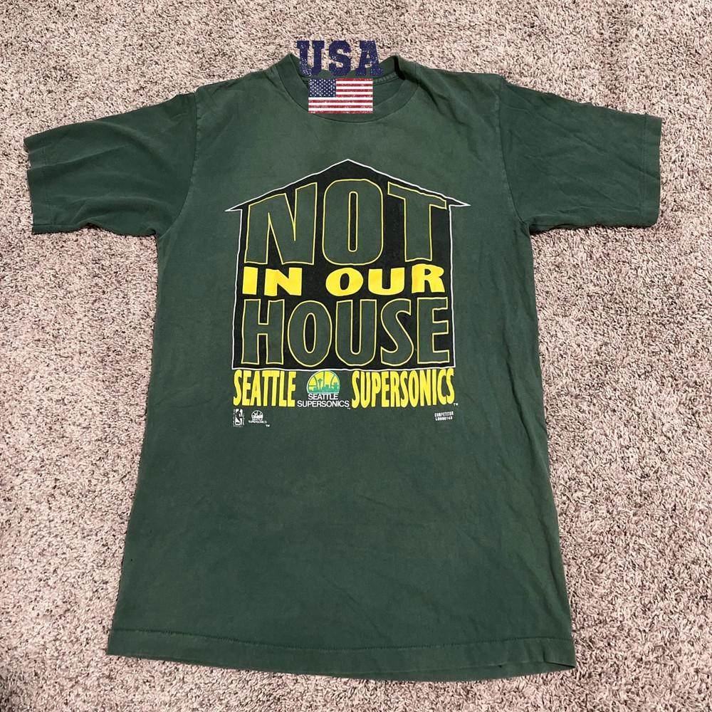 Rare Vintage NBA Playoffs Not In Our House  Seattle Sonics-Large Tall Unisex T-Shirt XL