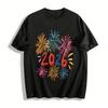 2026 New Year Firework Print Casual Loose Fit Versatile Top Pure Cotton T-shirt