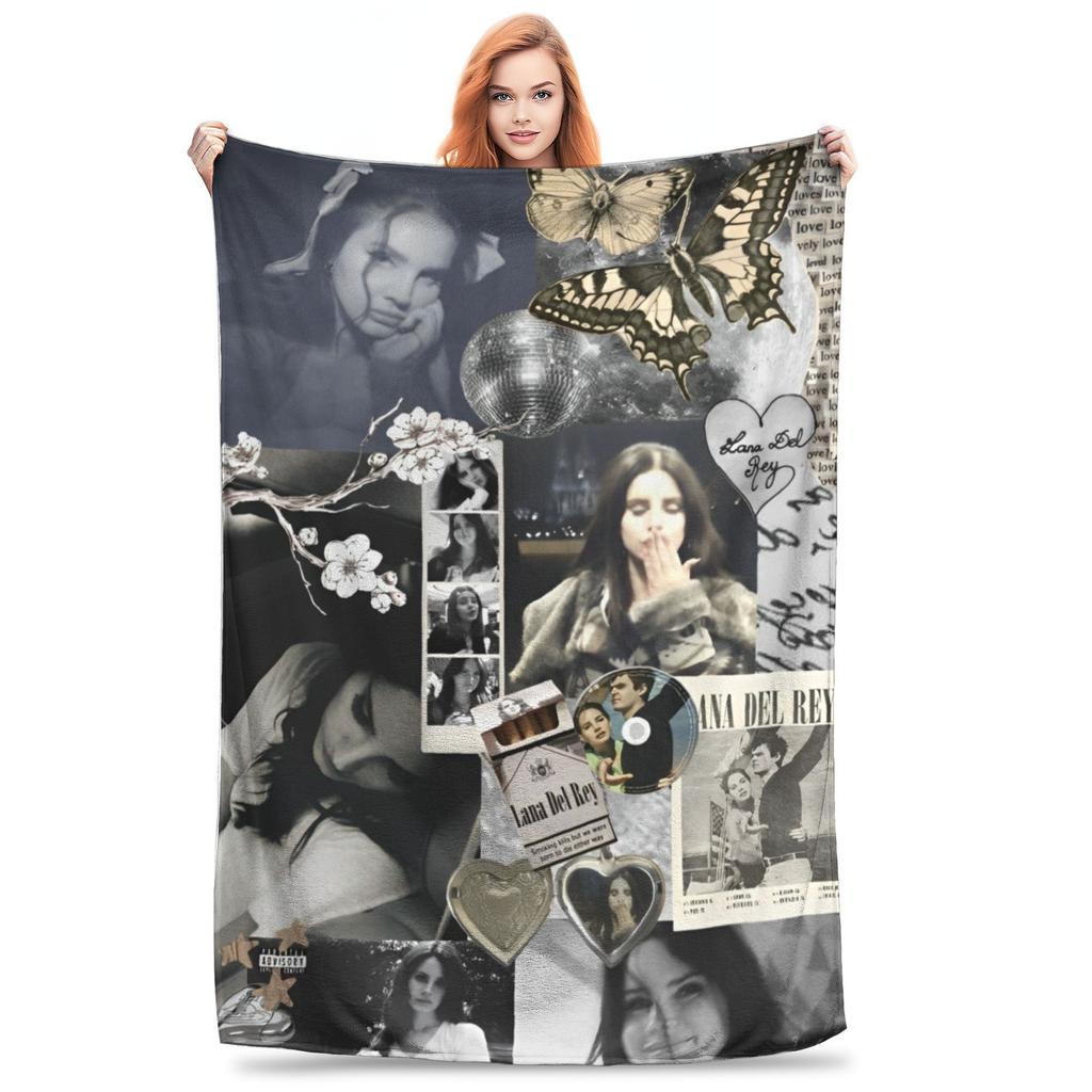 American Singer Lana Del Rey Blanket Pop Culture Music Flannel Novelty Soft Throw Blanket for Home Spring/Autumn