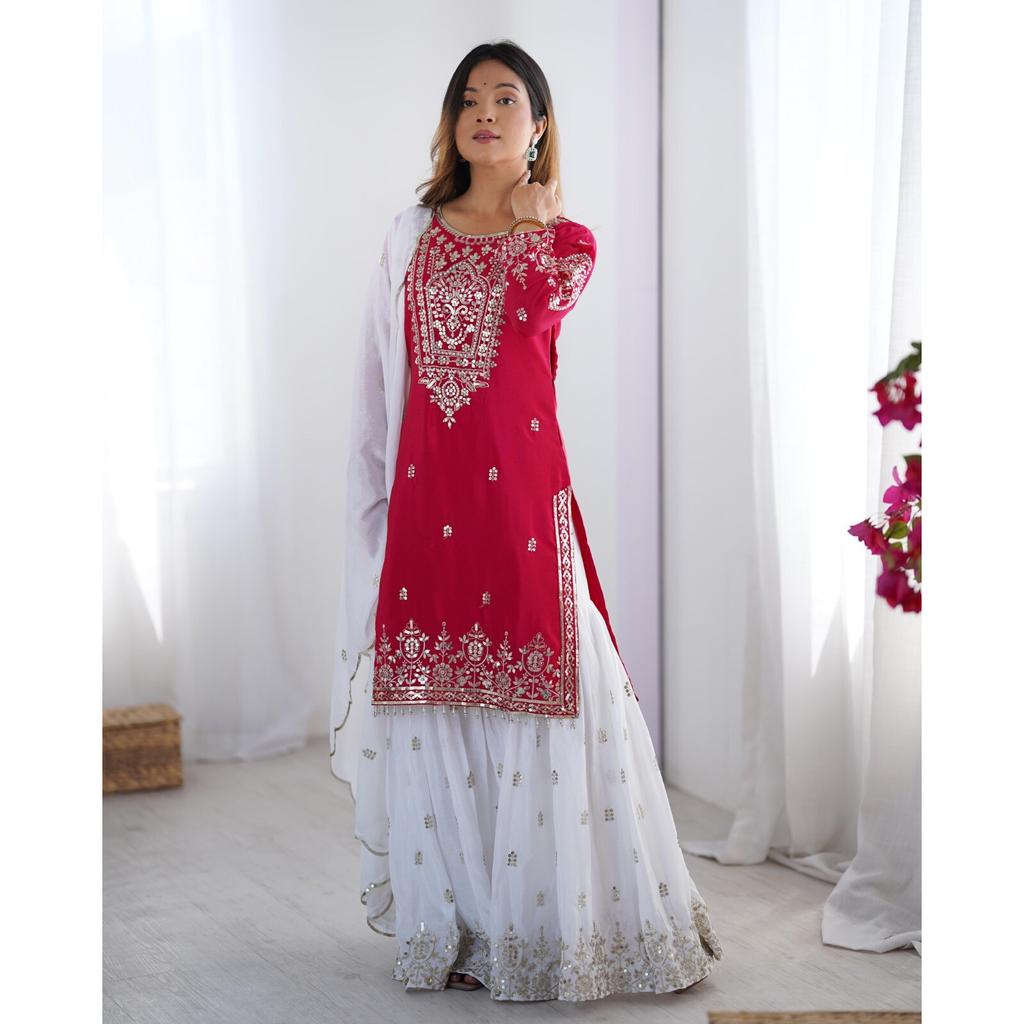 Women Bollywood Ready To Wear Party Wear Sharara Suit Salwar Kameez Set Dress SC-2204